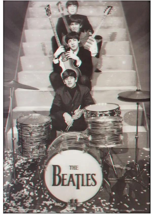 Poster 3d The Beatles Em Preto Em Branco 50x70cm Com/sem Moldura