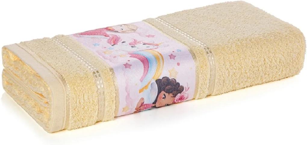 Toalha de Banho Infantil Menina Encantada Amarela Karsten 67x135cm