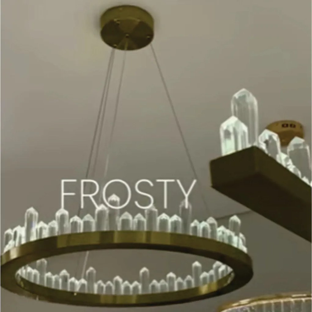 Pendente Frosty Circular Ø60X11Cm Led 46W 3000K Bivolt Dourado Escovad...