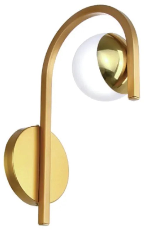 Arandela Curva 22X12X33Cm Metal E Globo Ø10Cm 01Xg9 |Old Artisan Ar-55... (CAFÉ / COBRE BRILHO, CLEAR (TRANSPARENTE))