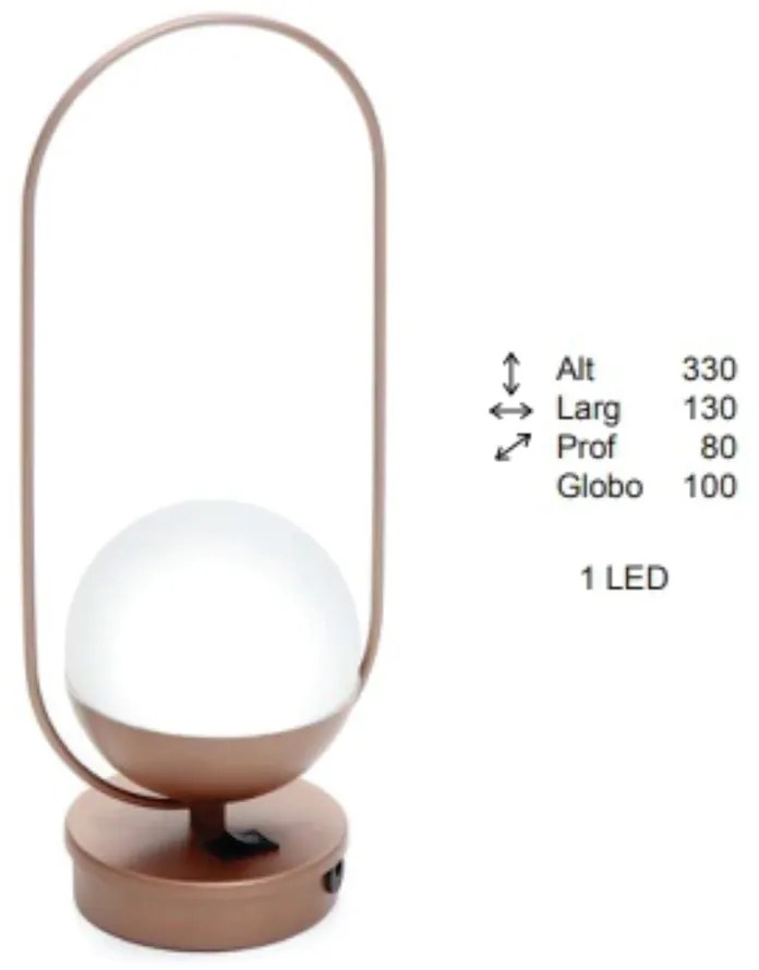 Abajur Freedon Esfera Alça 08X13X33Cm Globo Ø10Cm 1Xled 0,5W 3000K - O... (PRETO / COBRE BRILHO, AMBAR, 110V)