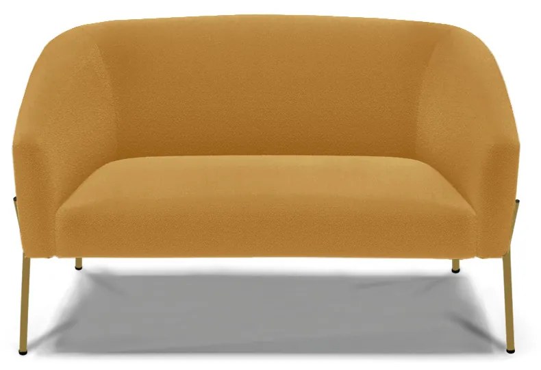 Sofá 2 Lugares Namoradeira Pé de Ferro Dourado Stella Bouclê D03 - D'Rossi - Mostarda