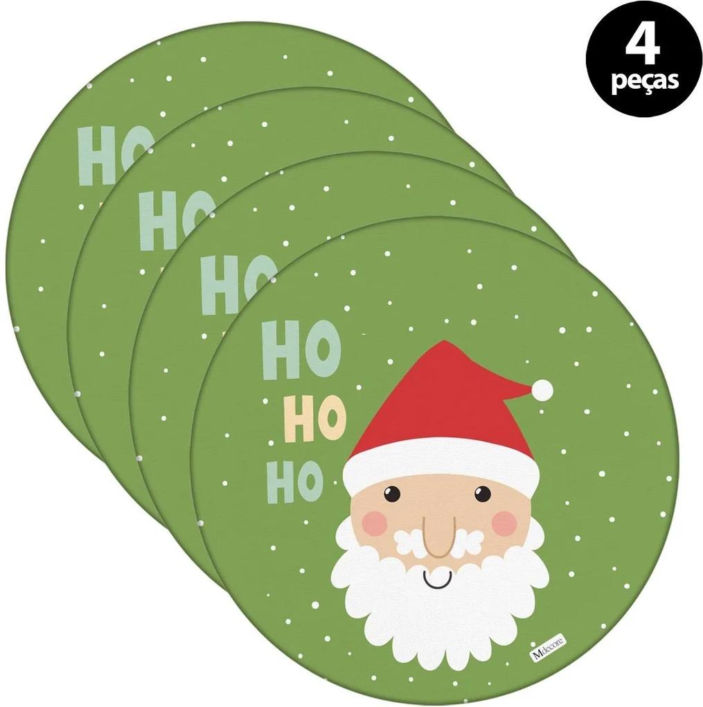 Sousplat Mdecore Natal Papai Noel 35x35cm Verde4pçs