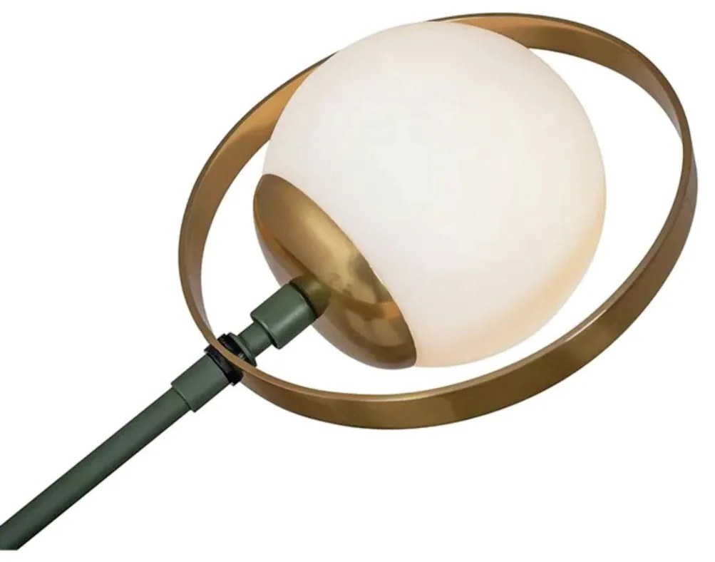Coluna Viga 11,5X27X130Cm 01Xg9 Globo Ø12Cm - Usina 50045/1 (OL-F / DR-P - Verde Oliva Fosco / Dourado Brilho Polido, Cristal (Transparente))