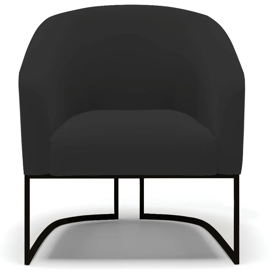 Poltrona Decorativa Industrial Preto Kit 2 Stella Veludo D03 - D'Rossi - Preto