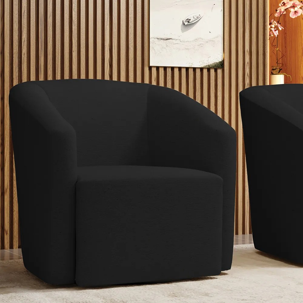 Poltrona Decorativa Base Giratória Stella Max Linho D03 - D'Rossi - A79 Preto