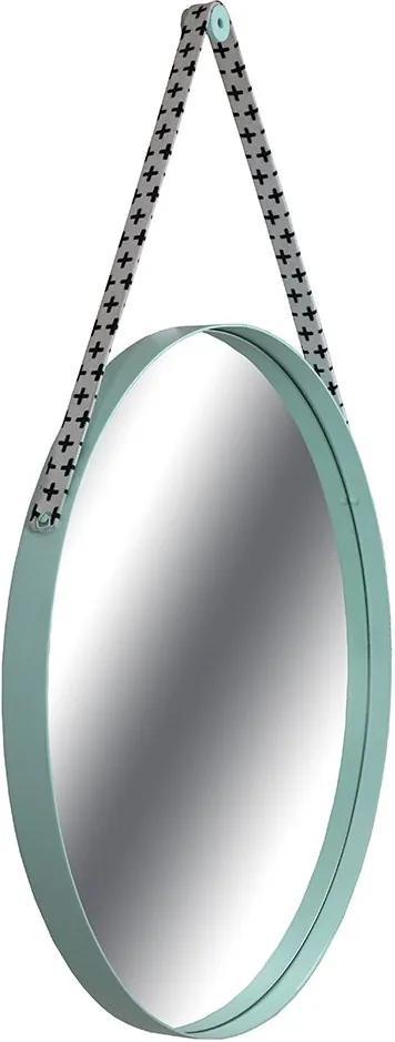 Espelho Redondo Soso Azul 75cm Alça Mais em Aço Carbono