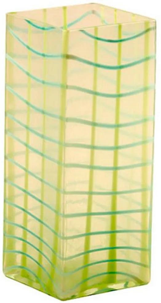 Vaso de Vidro Decorativo Ligth Green Check Grande