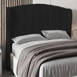 Cabeceira Casal Queen Cama Box 160cm Glenda I02 Veludo Preto - Mpozena