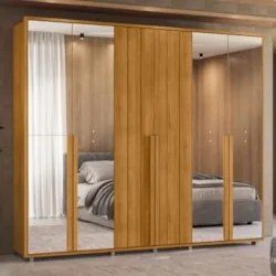 Guarda Roupa Casal 278cm 6 Portas 8 Espelhos Zac Cinamomo Z10 - Mpozen