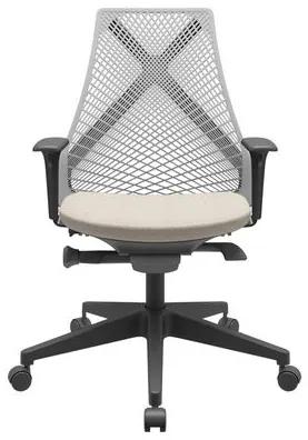 Cadeira Office Bix Tela Cinza Assento Poliéster Fendi Autocompensador Base Piramidal 95cm - 64039 Sun House