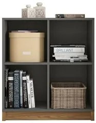 Estante Livreiro Multiuso Baixa Cubic Chumbo/ Louro Freijó - Caemmun