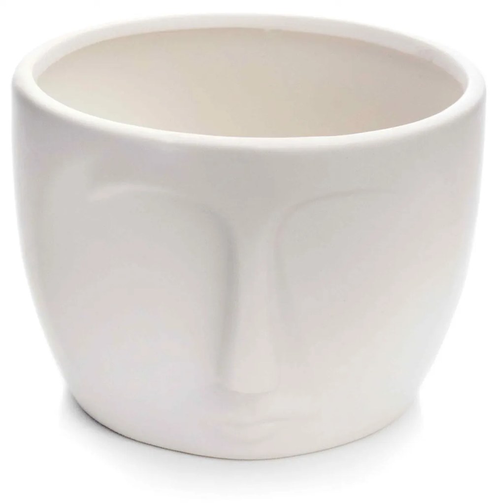 Vaso Decorativo Rosto em Cerâmica Branco 11x15,5 cm - D'Rossi