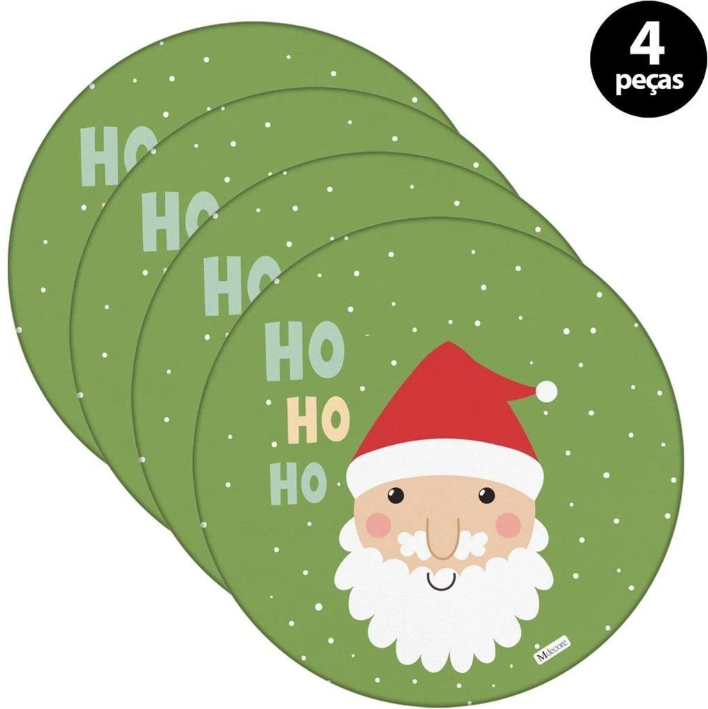 Capa para Sousplat Mdecore Natal Papai Noel Verde 4pçs
