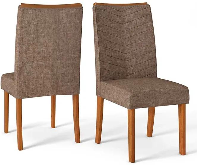 Conjunto 2 Cadeiras Lucila Rústico Terrara Tecido Linho Bronze