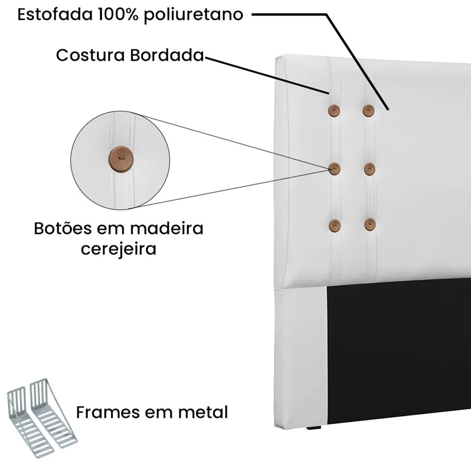 Cabeceira Gênova Para Cama Box King 195 cm Corino - D'Rossi - Branco