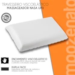 Travesseiro Viscoelástico Kit 4 Toque Massageador Nasa UP 3 Branco - F