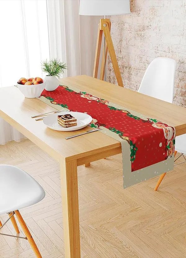 Trilho de Mesa Natal Família Noel 145x45 cm