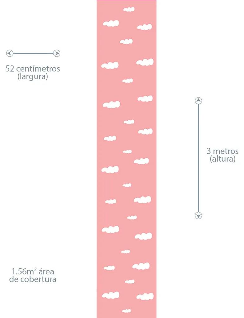 Papel de Parede infantil nuvens fundo rosa 0.52m x 3.00m