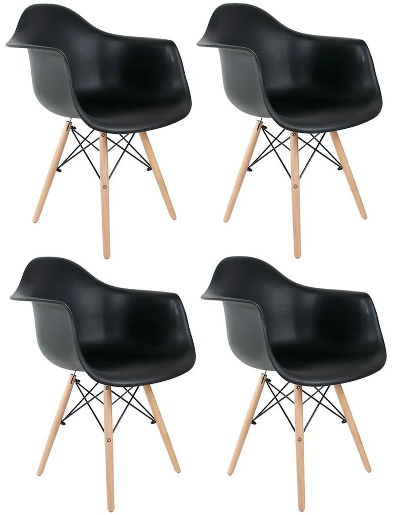 Conjunto 4 Cadeiras Eames Preta Com Braço DSW - Empório Tiffany