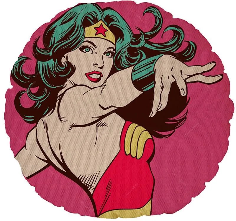 Almofada DC Comics Wonder Woman Power Fundo Rosa em Poliéster - Urban