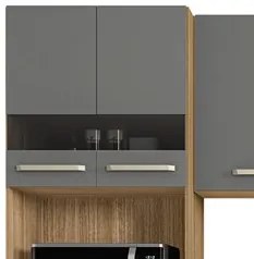 Armário de Cozinha Compacta 251cm Louis K02 Freijó/Gris - Mpozenato