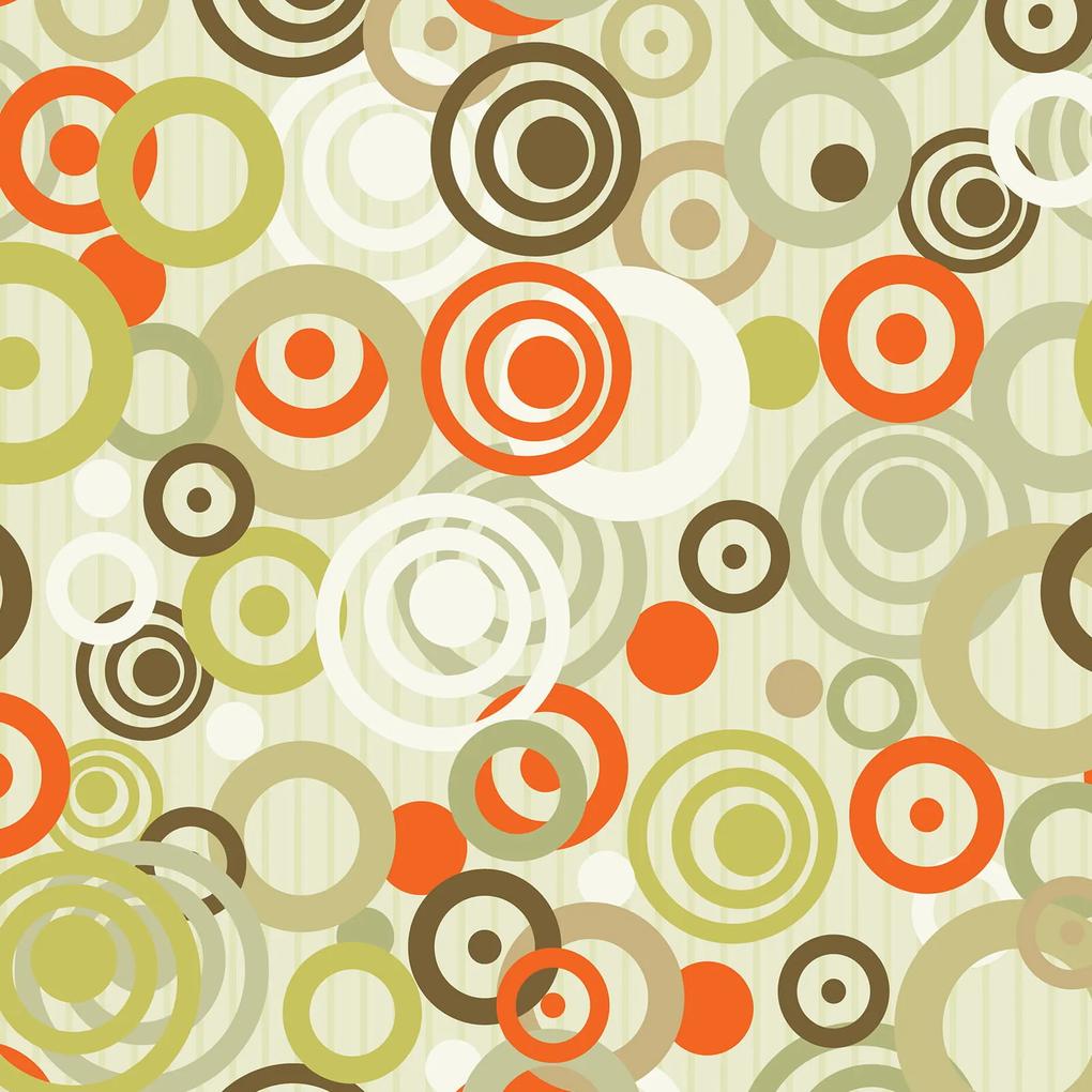 Papel de parede adesivo círculos verde laranja e marrom