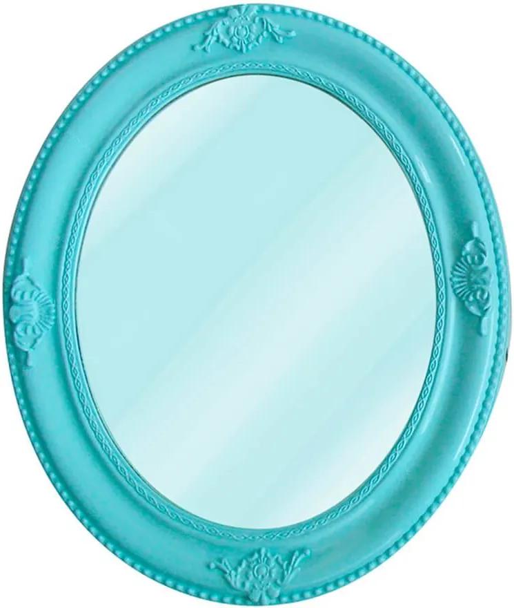 Espelho Queen Bistrot Redondo Azul em MDF- Urban - 64x54 cm