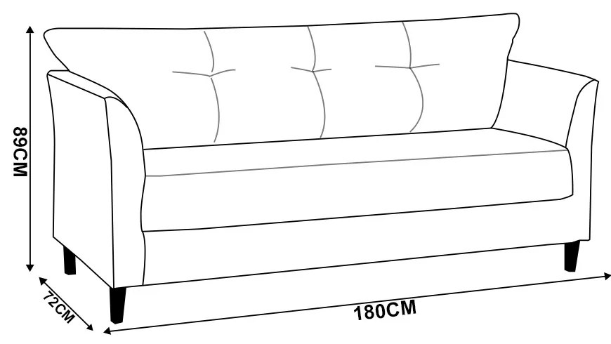 Sofá 3 Lugares Living para Sala Leblon 180cm Linho Marrom Cacau E03 - D'Rossi