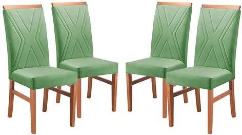 Kit 4 Cadeiras de Jantar Estofada Verde em Veludo Kloten