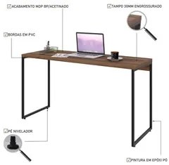 Mesa de Escritório Escrivaninha 135cm Dynamica Industrial C08 Nogal -