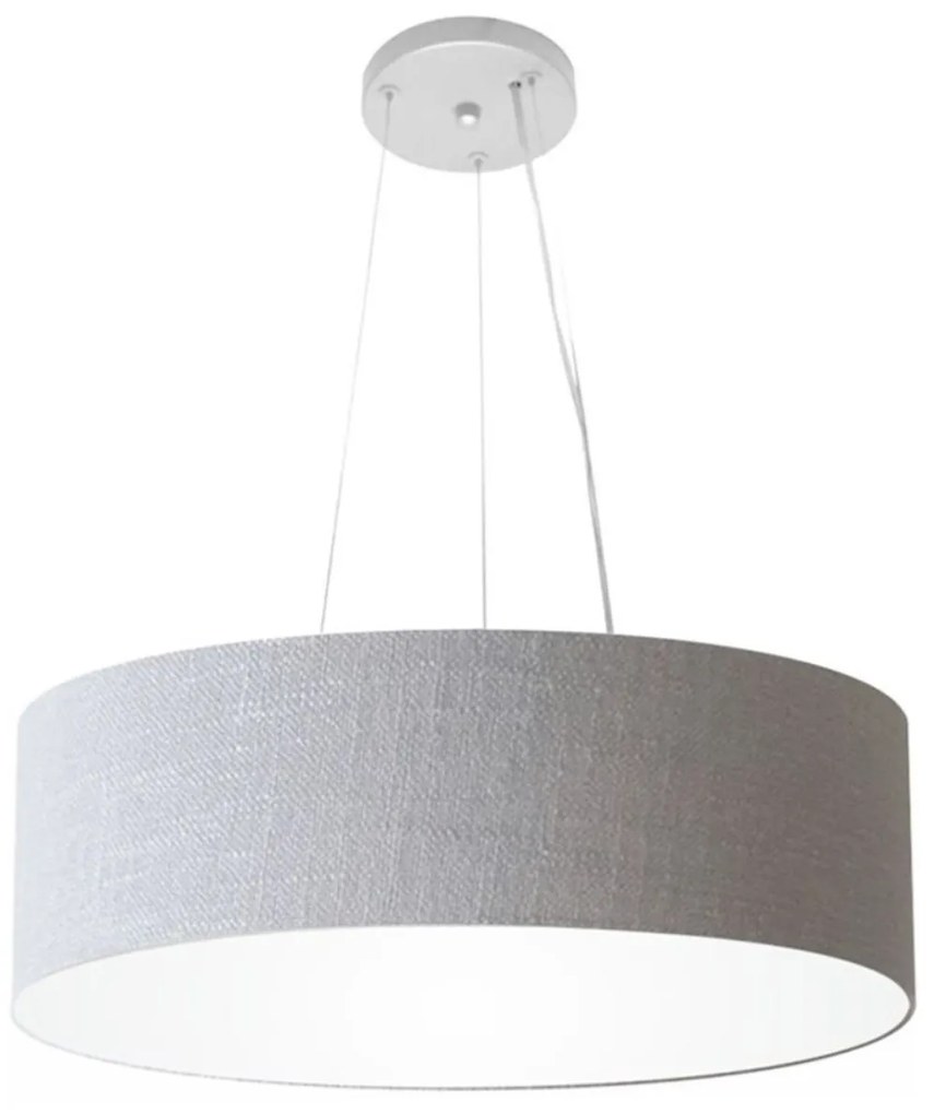 Lustre Pendente Cilíndrico Md-4134 Cúpula em Tecido 50x15cm Rustico Cinza - Bivolt