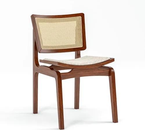 Cadeira Modesto em Madeira Maciça - Castanho/Mescla