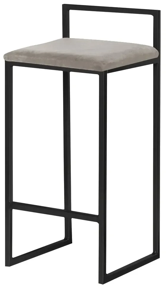 Banqueta Decorativa Selena Base Preta Veludo Cinza G41 - Gran Belo