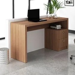 Mesa Para Computador Escrivaninha 2 Gavetas ME4130 Amêndoa - Tecno Mob