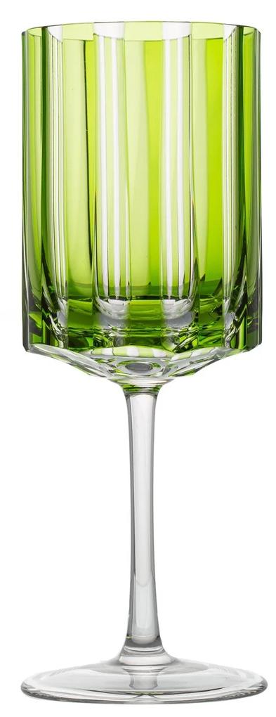Taça de Cristal Lapidado P/ Vinho Tinto Verde Claro - 18