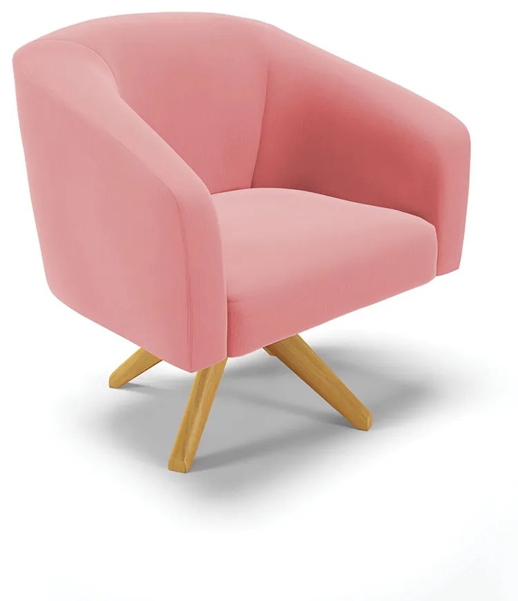 Poltrona Decorativa Giratória MA30 Kit 2 Stella Suede D03 - D'Rossi - Rose
