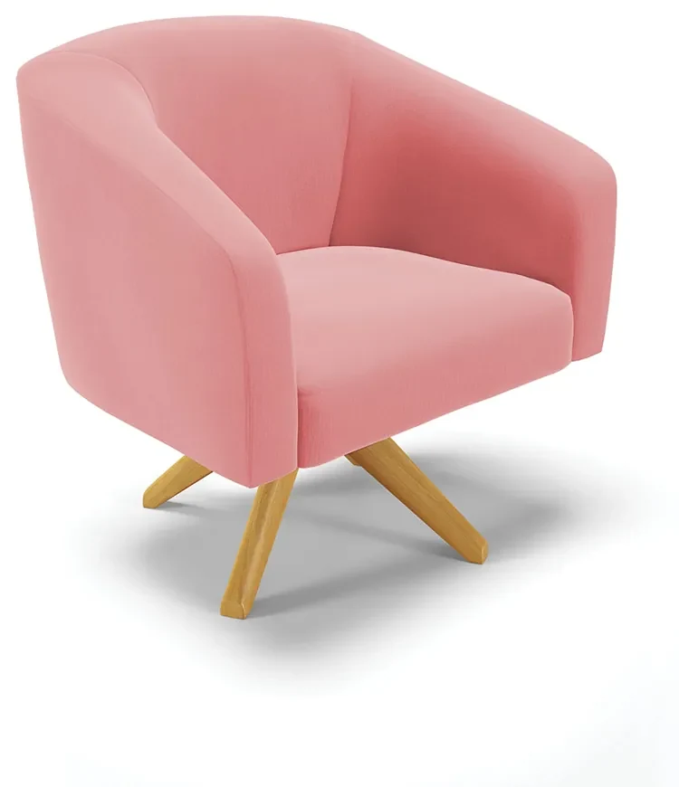 Poltrona Decorativa Giratória MA30 Kit 2 Stella Suede D03 - D'Rossi - Rose