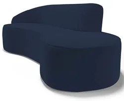 Sofá Living 4 Lugares 300cm Braço Esquerdo Mozart D06 Veludo Azul - Mp