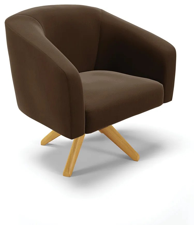 Poltrona Decorativa Giratória MA30 Kit 2 Stella Suede D03 - D'Rossi - Marrom