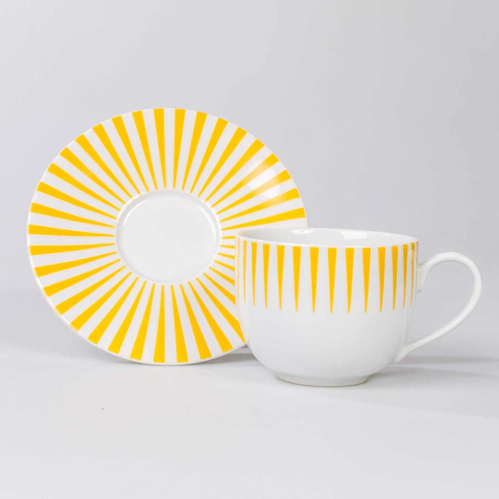 Xicara Chá c/ Pires Porcelana Schmidt - Dec. Sol Amarelo