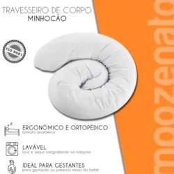 Travesseiro de Corpo Para Gestante Lavável Minhocão Branco - Fibrasca