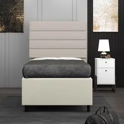 Cabeceira com Base para Cama Box Solteiro 88x188cm Hit ID5 Corano Bege