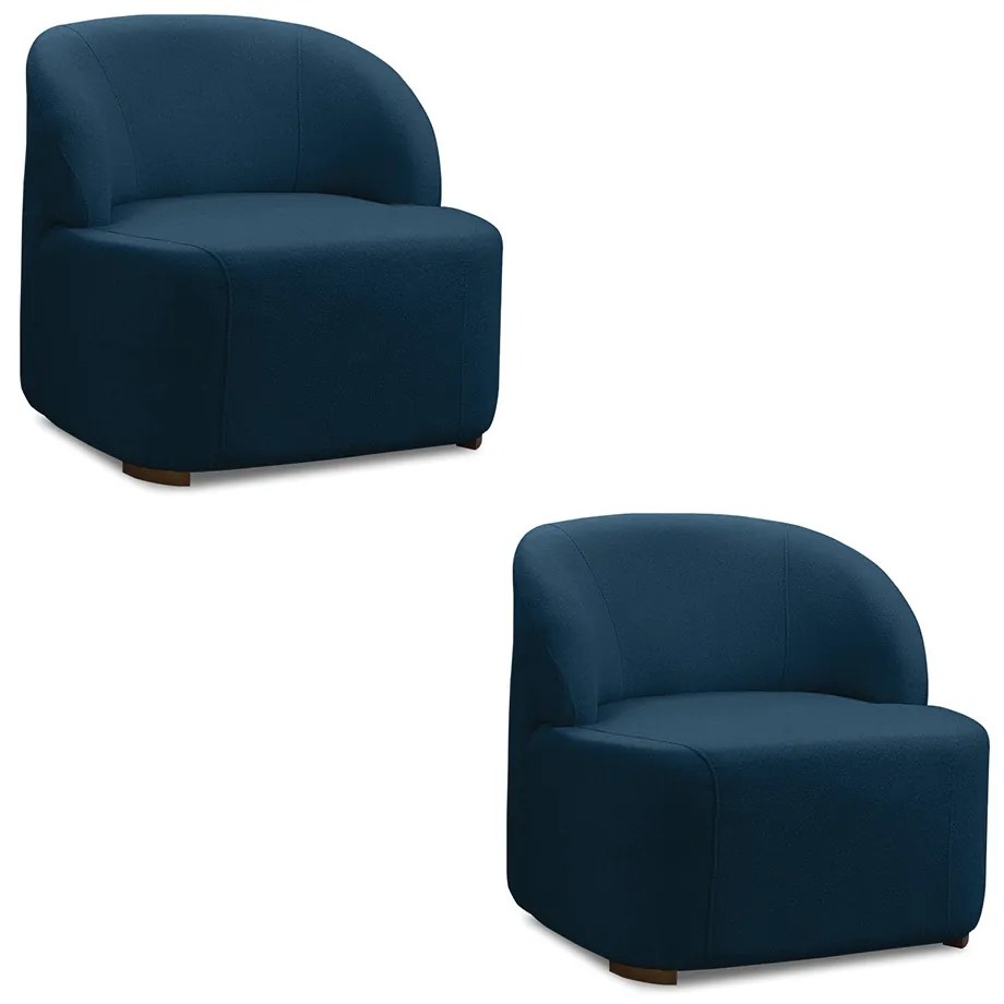Poltrona Decorativa Orgânica kit 2 Diully Bouclê Azul Marinho E03 - D'Rossi