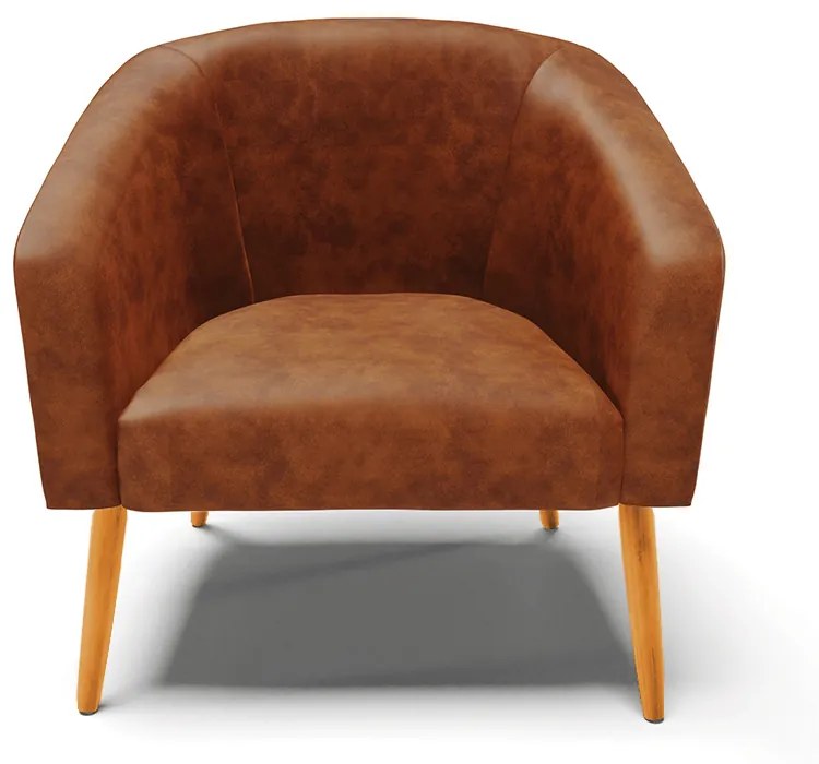 Poltrona Decorativa Pé Palito Castanho kit 2 Stella Sintético PU Nozes D03 - D'Rossi