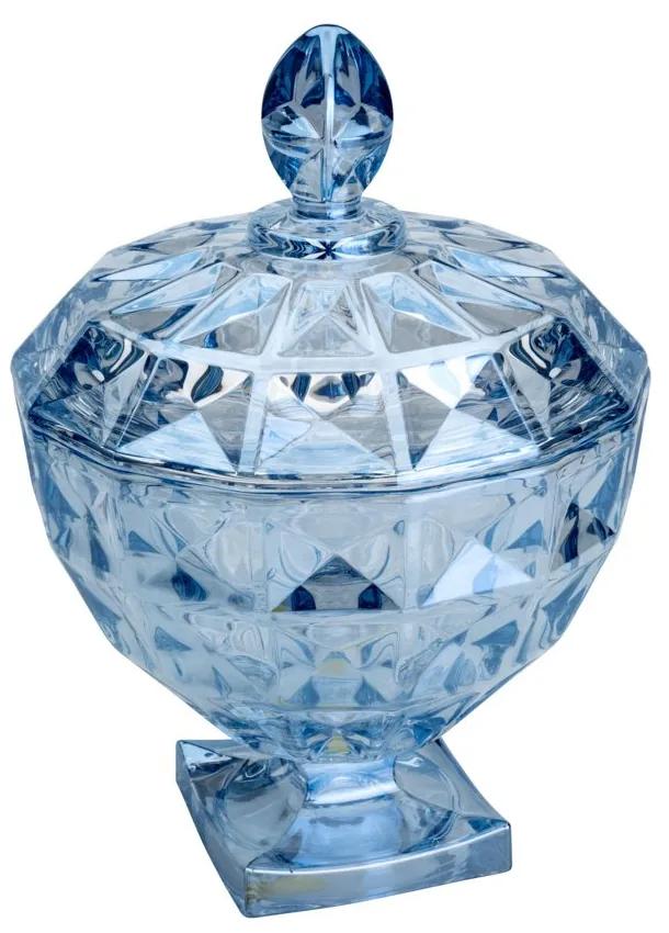 Potiche Decorativo De Cristal Diamant Azul 17,5x24cm 26650 Wolff