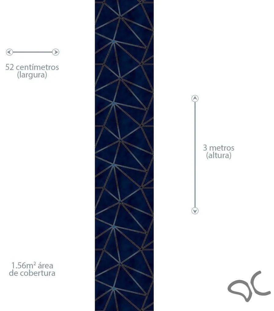 Papel de Parede Zara Azul com Fio Dourado 0.52m x 3.00m