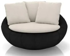Poltrona para Sala Giratória Redonda Saphire Z32 Linho Bege/Preto - Mp