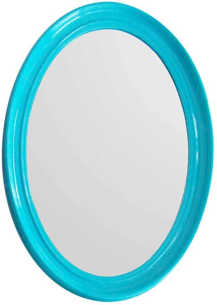 Espelho Contemporary Oval Azul em MDF - Urban - 70x50 cm
