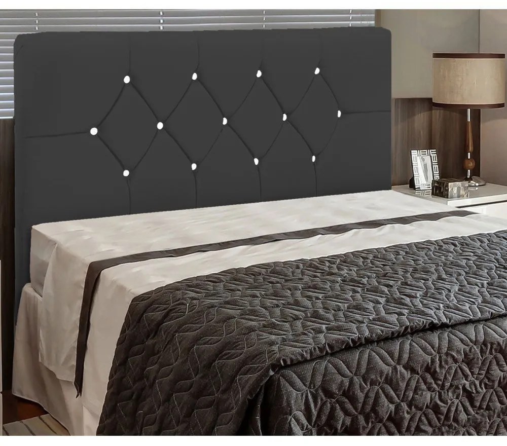 Cabeceira França para Cama Box Queen 160 cm Corino Preto D'Rossi